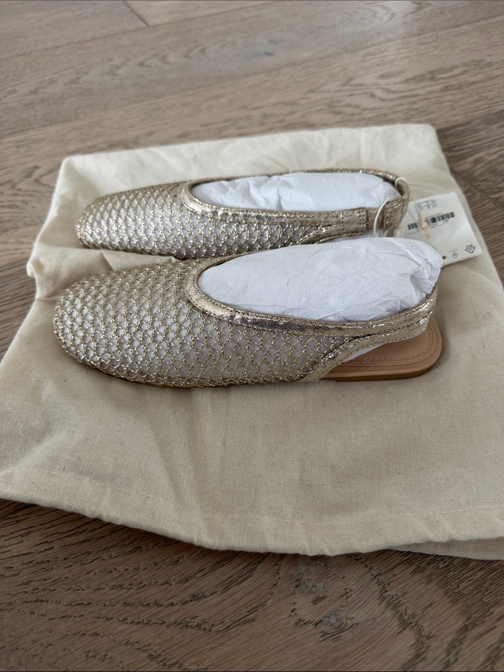 Zara Kids Metallic Gold Woven Slingback Mules